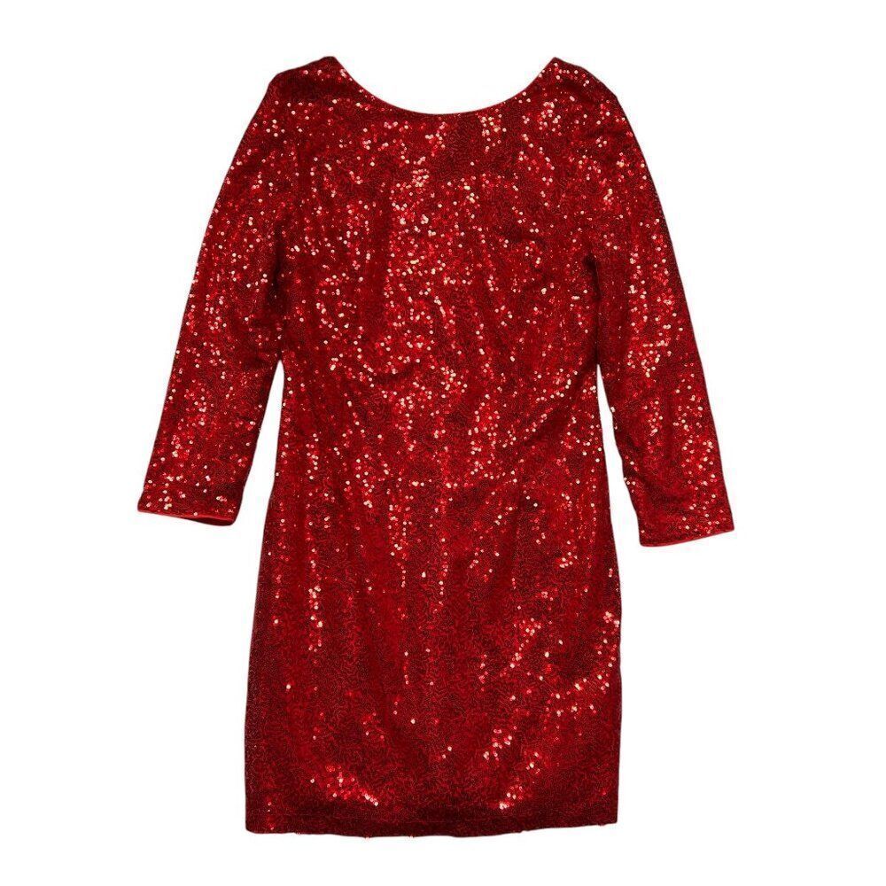 IBTOM Castle Dress Women's Size Medium Red Sparkly Long Sleeve‎ Cocktail Dress